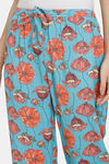 Zivame Blotched Bloom Woven Pyjama - Pool Blue — thumbnail 5